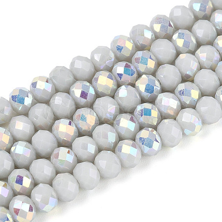 AB Color Plated Opaque Glass Rondelle Beads Strands EGLA-T029-4mm-09M-1