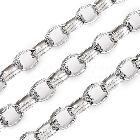304 Stainless Steel Textured Rolo Chains STAS-P386-09P-1
