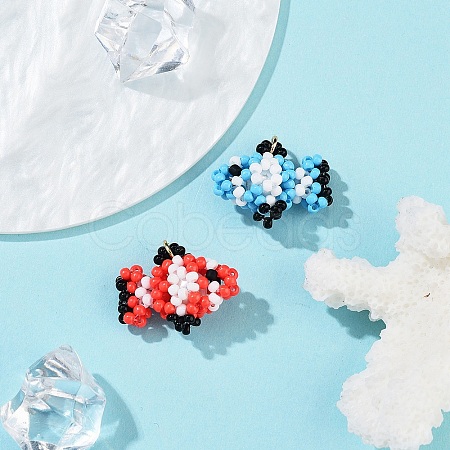 Seed Beads Beaded Charms PALLOY-MZ00382-1