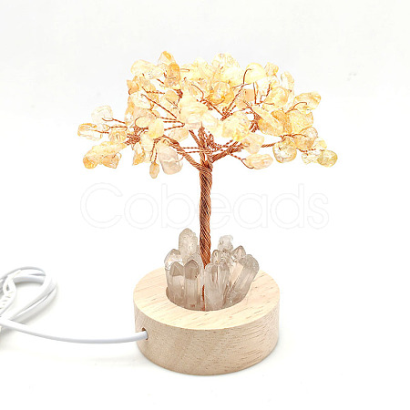 Natural Citrine Chips Tree Night Light Lamp Decorations PW-WG63079-07-1