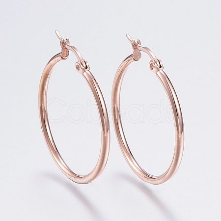PVD Vacuum Plating 304 Stainless Steel Hoop Earrings EJEW-F105-08RG-1