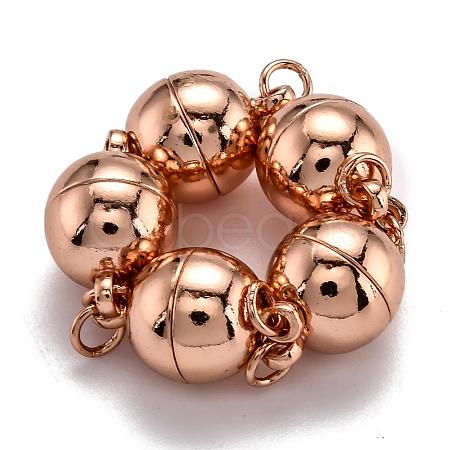 Rack Plating Brass Magnetic Clasps with Loops KK-F801-03B-RG-1