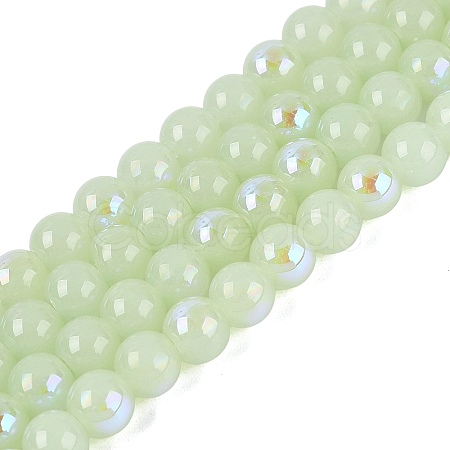 Electroplate Imitation Jade Glass Beads Strands EGLA-Q132-6MM-01B-07-1