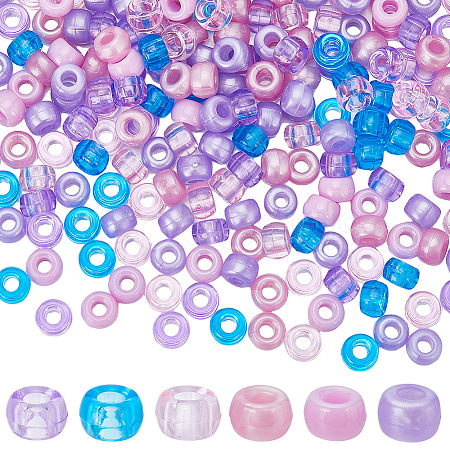 SUNNYCLUE 600Pcs 6 Colors Opaque & Transparent Plastic Beads KY-SC0001-92-1