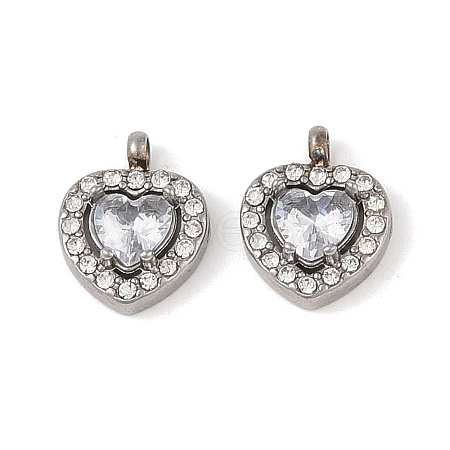 304 Stainless Steel Cubic Zirconia Pendants STAS-A076-02P-01-1
