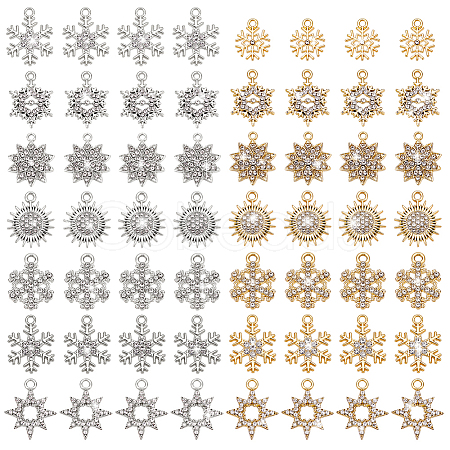 PandaHall Elite 56Pcs 14 Style Alloy Rhinestone Pendants FIND-PH0025-63-1