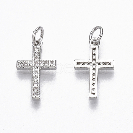 Brass Micro Pave Cubic Zirconia Charms ZIRC-R109-024A-P-NF-1