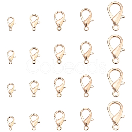 100Pcs 5 Styles Zinc Alloy Lobster Claw Clasps FIND-YW0006-18RG-1