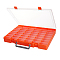 48 Grids Transparent Polypropylene(PP) Storage Box Organizer, for Cosmetics Jewelry Beads Pills Crafts, Rectangle, Dark Orange, 35.7x27.8x4.25cm, Inner Diameter: 5.75x3.1cm