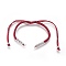 Nylon Cord Braided Bead Bracelets Making, with Brass Beads, Long-Lasting Plated, Real Platinum Plated, Dark Red, 10-1/4 inch~11-5/8 inch(26~29.6cm)