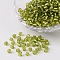 6/0 Round Silver Lined Round Hole Glass Seed Beads, Yellow Green, 4mm, Hole: 1.5mm, about 496pcs/50g