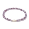 Natural Lepidolite/Purple Mica Stone Rondelle & Pearl Beaded Stretch Bracelets, Inner Diameter: 2-1/4 inch(5.8cm)