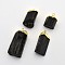 Golden Tone Brass Tourmaline Pendants, Black, 26~46x16~28x11~25mm, Hole: 5x7mm