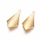 Rack Plating Brass Pendants, Rhombus, Golden, 25x12x0.5mm, Hole: 1.4mm