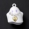 Halloween Spray Painted Alloy Pendants, with Plastic Pearls, Ghost Charm, White, 24x20x16mm, Hole: 2mm