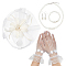 AHADERMAKER Party Supplies, Including Polyester Lace Cuff Mesh Long Gloves, Hat Flower Mesh Organza, Feathers Hair Band, ABS Plastic Pearl Beaded Necklace & Stretch Bracelet & Dangle Earrings, White, 265x133x8mm