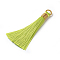 Polyester Tassel Pendants, Green Yellow, 80~83x7~8mm, Hole: 5~7mm