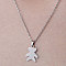 Non-Tarnish 201 Stainless Steel Bear Pendant Necklace, Stainless Steel Color, 17.72 inch(45cm)