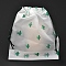 Plastic Frosted Drawstring Bags, Rectangle, Cactus Pattern, 20x16x0.02~0.2cm