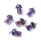 Natural Amethyst Pendants, with Platinum Tone Brass Findings, Mushroom , 22~24x14~15mm, Hole: 2.4mm