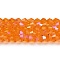 Transparent Electroplate Glass Beads Strands, AB Color Plated, Faceted, Bicone, Orange, 4x4mm, Hole: 0.8mm, about 82~85pcs/strand, 30.5~31cm