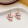Skull with Butterfly Alloy Enamel Dangle Earrings FS-WGA34EB-04-1