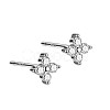 Rhodium Plated Clover 999 Fine Silver Cubic Zirconia Stud Earrings for Women EJEW-S215-16P-1