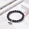 Natural Lava Rock Round Beaded Stretch Bracelet BJEW-JB08221-5