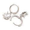 Brass Micro Pave Clear Cubic Zirconia Hoop Earrings for Women EJEW-U015-21P-2