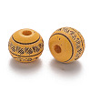 Painted Natural Wood Beads X-WOOD-N006-02A-09-2