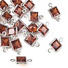 SHEGRACE Brass Pave Cubic Zirconia Square Connector Charms XGRQ2O169-440B-P-1