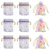 30Pcs Gold Stamping Moon Star Organza Drawstring Gift Bags ABAG-TA0002-21H-1