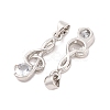 Musical Note Real Platinum Plated Brass Cubic Zirconia Pendants ZIRC-R014-09-3