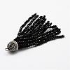 Electroplate Glass Bead Tassel Big Pendants EGLA-P023-07-2