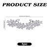 1Pc Brass Fashionable Rhinestone Flower Cuff Earrings EJEW-LP0012-11P-2