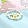 Natural Freshwater Pearl & 304 Stainless Steel Bead Finger Rings RJEW-FS00001-07-4