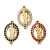 304 Stainless Steel Rhinestone Oval with Saint Jude Connector Charms STAS-H479-01G-1