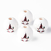Painted Natural Wood Round Beads WOOD-N006-177-1