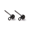 304 Stainless Steel Ball Stud Earring Findings STAS-G099-09B-3
