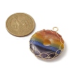 Chakra Gemstone Donut Copper Wire Wrapped Pendants PALLOY-TA00054-2