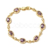 Oval Brass Micro Pave Cubic Zirconia Link Chain Bracelets for Women BJEW-D387-04G-6