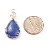 Natural Lapis Lazuli Copper Wire Wrapped Pendants PALLOY-JF01398-01-2