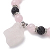 Natural Rose Quartz Beaded Stretch Bracelets BJEW-JB10070-03-3