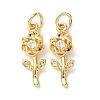 Brass Micro Pave Clear Cubic Zirconia Pendants CU-E003-10G-B-1