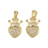 Brass Micro Pave Clear Cubic Zirconia Pendants ZIRC-I367-13G-02-1