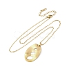 Hollow Textured Oval 304 Stainless Steel Pendant Necklaces NJEW-M096-24G-2