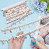 4 Yards Cotton Thread & Linen & Shell Beaded Trim Ribbon OCOR-DR0001-25-3