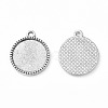 Tibetan Style Alloy Flat Round Pendant Cabochon Settings TIBEP-Q045-068D-AS-RS-2