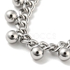 Non-Tarnish 304 Stainless Steel Round Ball Charms Link Chain Anklets LS-AJEW-G054-01P-2