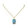 Natural Apatite Rectangle Pendant 304 Stainless Steel Cable Chain Necklaces NJEW-JN06210-02-4